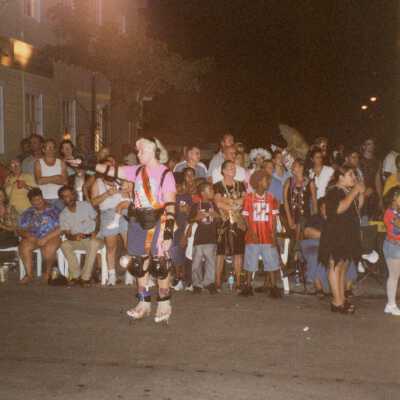 FF monitor on the street during the parade.