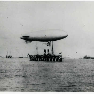 U.S. Navy Blimp and U.S.S. Anniston