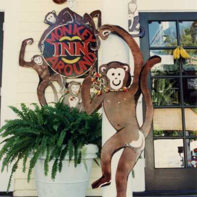 A hotel decorated for Fantasy Fest.