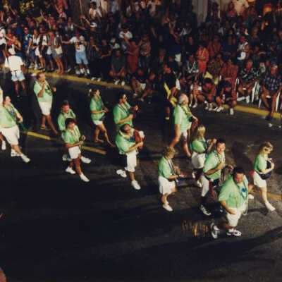A group of unknown people in the parade.