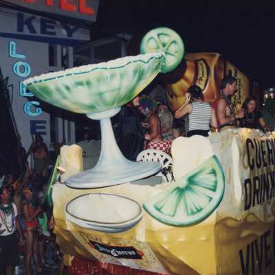 A float in the parade that reads Jose Cuervo.