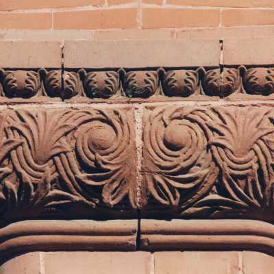 Terra cotta and brick detail work on the exterior.