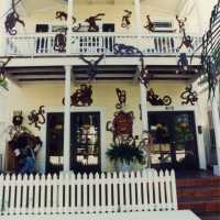 A hotel decorated for Fantasy Fest.