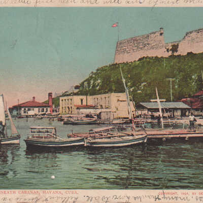 Boat landing beneath Cabanas, Havana, Cuba