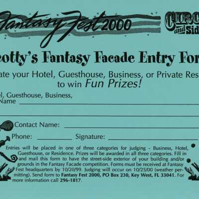Scotty's entry form to decorate a business or residence.