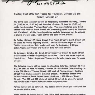 Public Service Announcement topics.