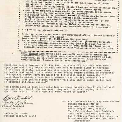 A letter to editor of the Miami Herald, Keys edition from Bruce Frendahl an