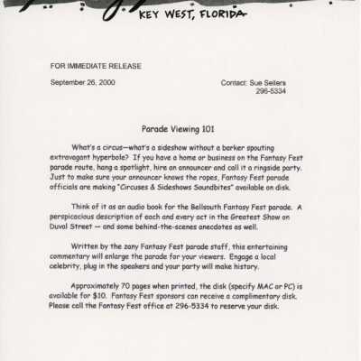 Public Service Announcement about parade viewing.