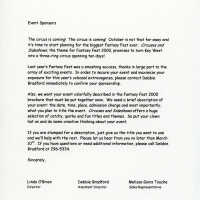 Letter to sponsors about the upcoming Fantasy Fest festivities.