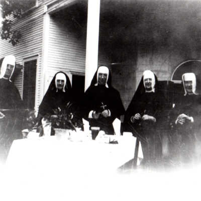 Nuns outside the Convent of Mary Immaculate