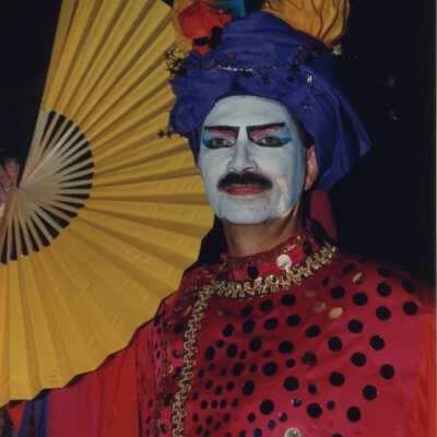 Unknown man dressed up for the twilight fantasy parade.