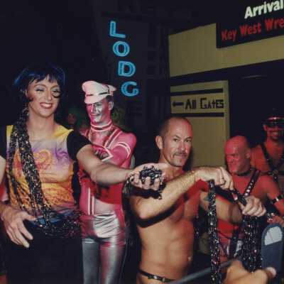 Unknown people dressed up.