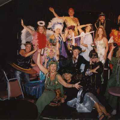 An unknown group of people dressed up.