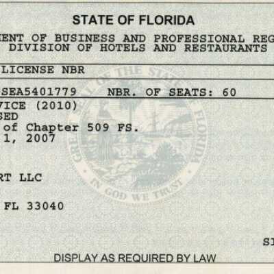 Division of Hotels and Restaurants License for Atlantic Shores: Copyright: @ Key West Art & Historical Society; Origformat: Print-Photographic