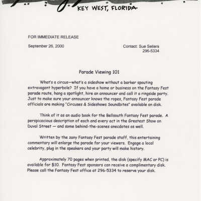 Public Service Announcement about parade viewing.