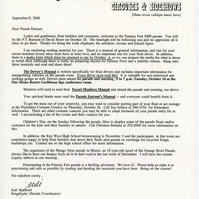 Parade entrants' manual and packet.