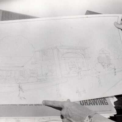 Sketch of a street scene: Copyright: © Key West Art & Historical Society; Origformat: Print-Photographic