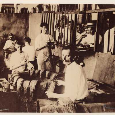 Men working at a Tobacco factory in Cuba
