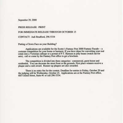 A press release to print about putting a clown face on your building.