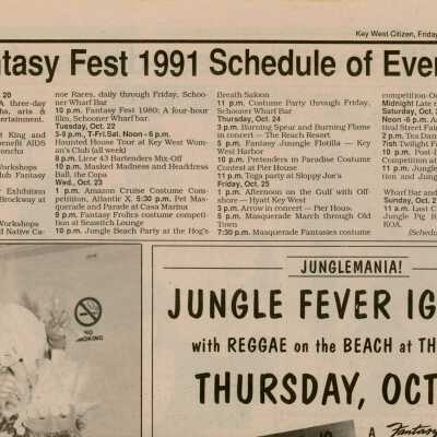Multiple pictures and articles in the Key West Citizen about Fantasy Fest.