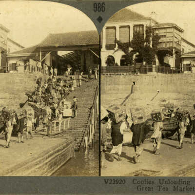 Coolies Unloading Tea at Hankow, the Great Tea Market of Interior China