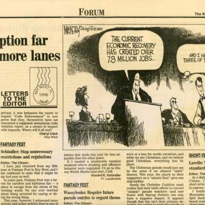 Multiple articles about Fantasy Fest in the Key West Citizen.