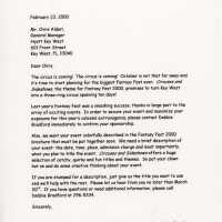          A letter to Chris Alderi about the upcoming Fantasy Fest.
   