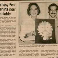 An article in the Key West Citizen about Fantasy Fest that reads Fantasy Fest T-shirts now available.