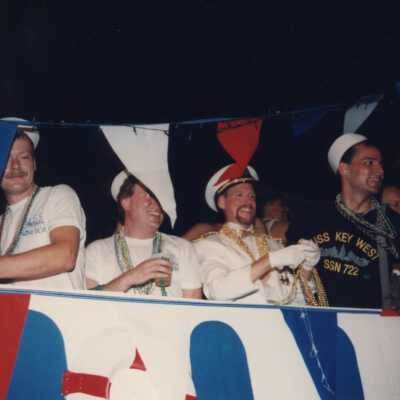 Unknown people on a float.