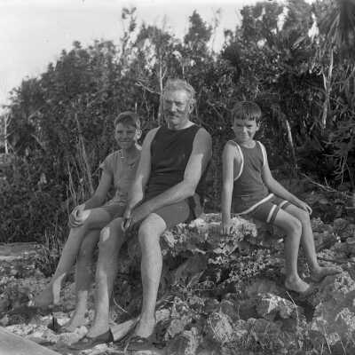 Unknown Man and Two Boy at Pigeon Key