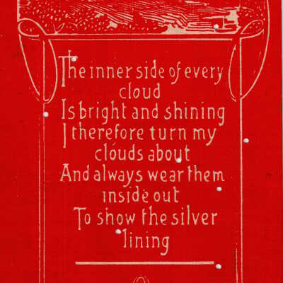 Sketch of fields and trees with poem