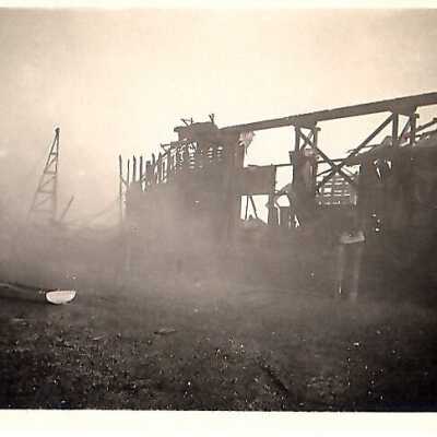Scaffolding and a boat