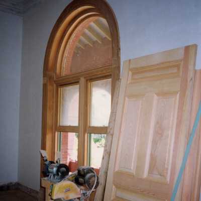 A window and a door.