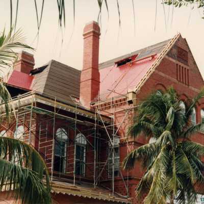 The exterior of the second and third floors.