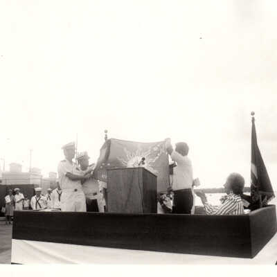 Group with Conch Republic flag