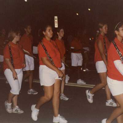 A band of school kids playing in the parade.