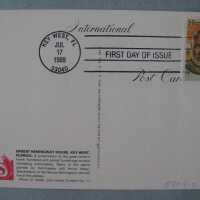          Hemingway House with First Day Issue Ernest Hemingway Stamp; © Key West Art & Historical Society
   