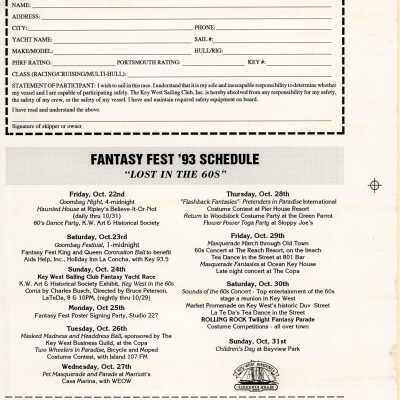 Fantasy Fest Yacht Race Entry Form