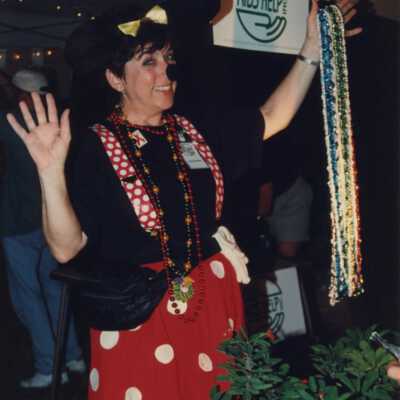 Unknown lady dressed up for the Masquerade March.