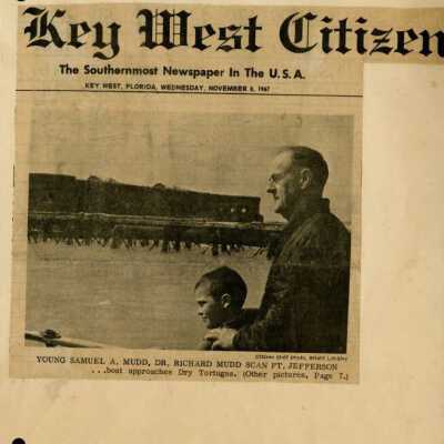 Newspaper Clipping of Dr. Mudd Family at Fort Jefferson: Copyright: @ Key West Art & Historical Society; Origformat: Artifact