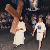 An unknown group of religious people walking in the parade.