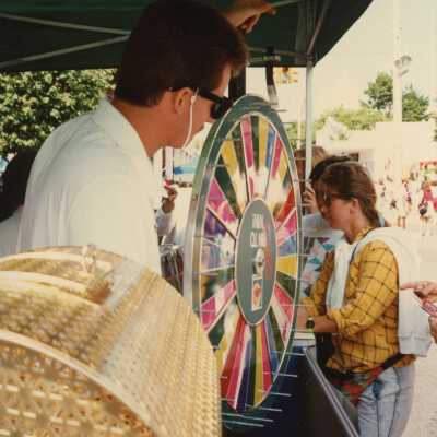 The Florida lottery booth at the FF street fair.