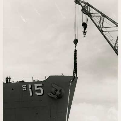 U.S. Navy ship with a crane