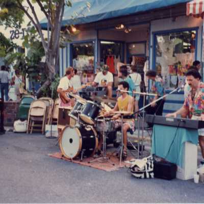 A band playing in front of a store on Duval Street.