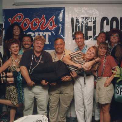 Unknown people at an award ceremony.