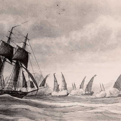 USS Enterprise Driving Off Pirates