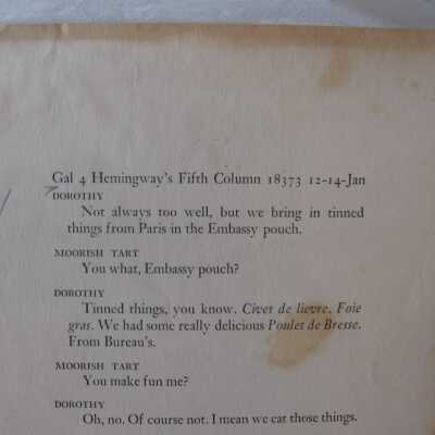 Galley Proof for Ernest Hemingway's 'The Fifth Column': © Key West Art & Historical Society