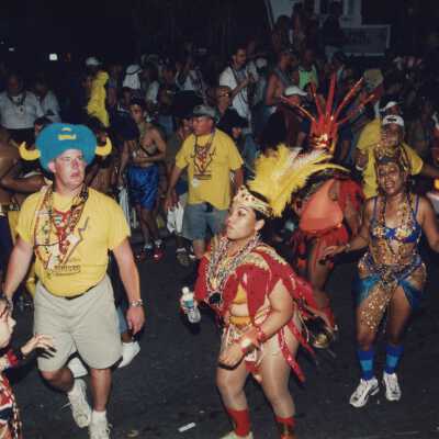 Unknown people in the street for the parade.
