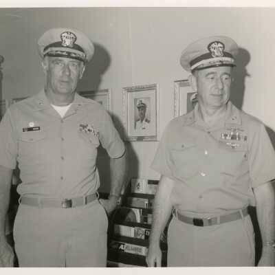 U.S. Military men standing in an office