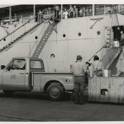 U.S. Navy ship and truck